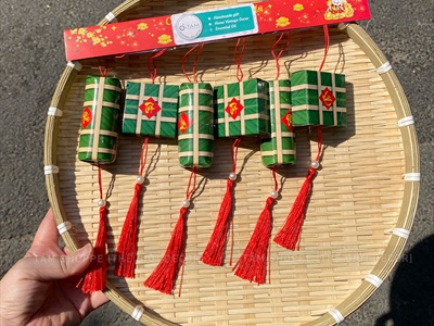 Set 06 mô hình bánh chưng bánh tét mini [Bằng giấy - Cute] Cao 5-8cm CHUNGTET-05